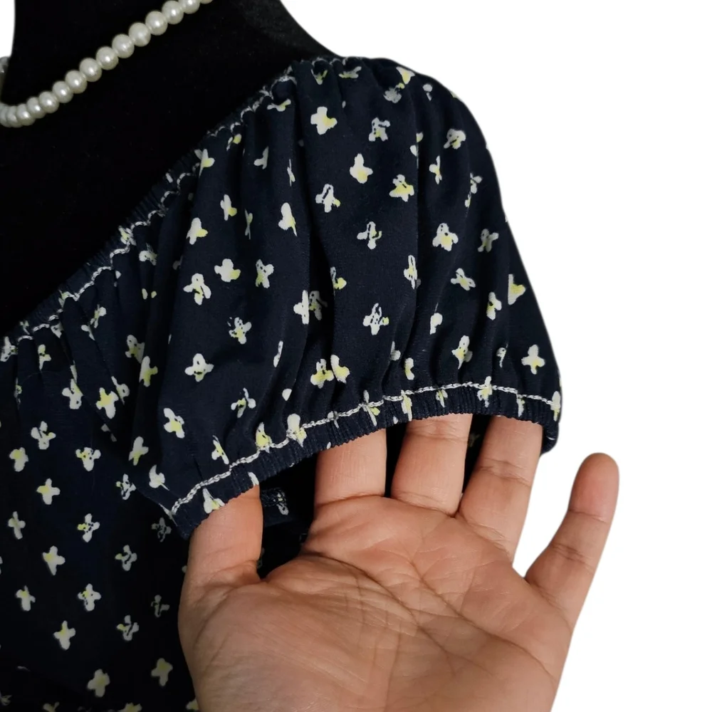 Max Studio Navy Blue Boho Empire Waist Top XS (Fits S/M) - Picture 3 of 7